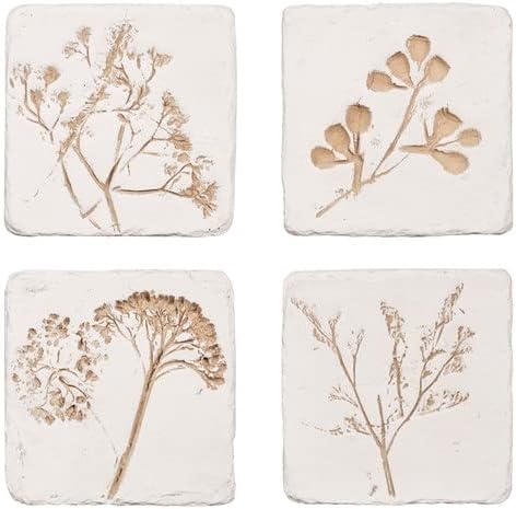 Flower Imprint Coasters - Set of 4
