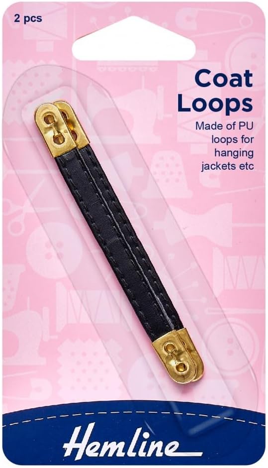 Coat Loops: Leather: Black: 2 Pieces