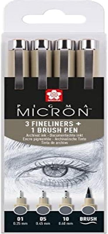 Sakura Pigma Micron fineliner set | 4 sizes, Cool Gray