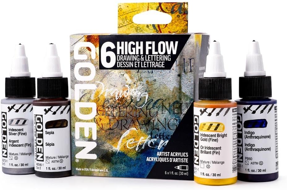 Golden High Flow Drawing & Lettering Set (6 x 30ml)