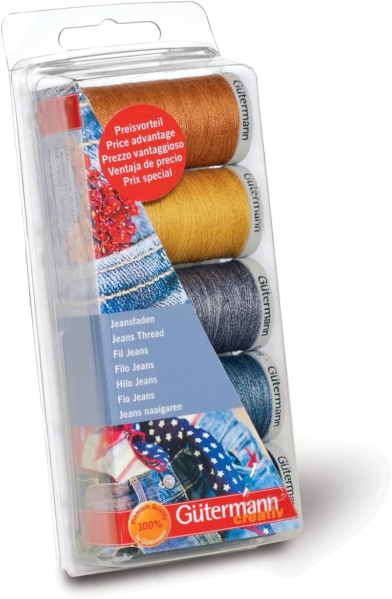 Thread Set: Jeans: 2 x 200m & Extra Strong: 3 x 100m: Blues and Golds