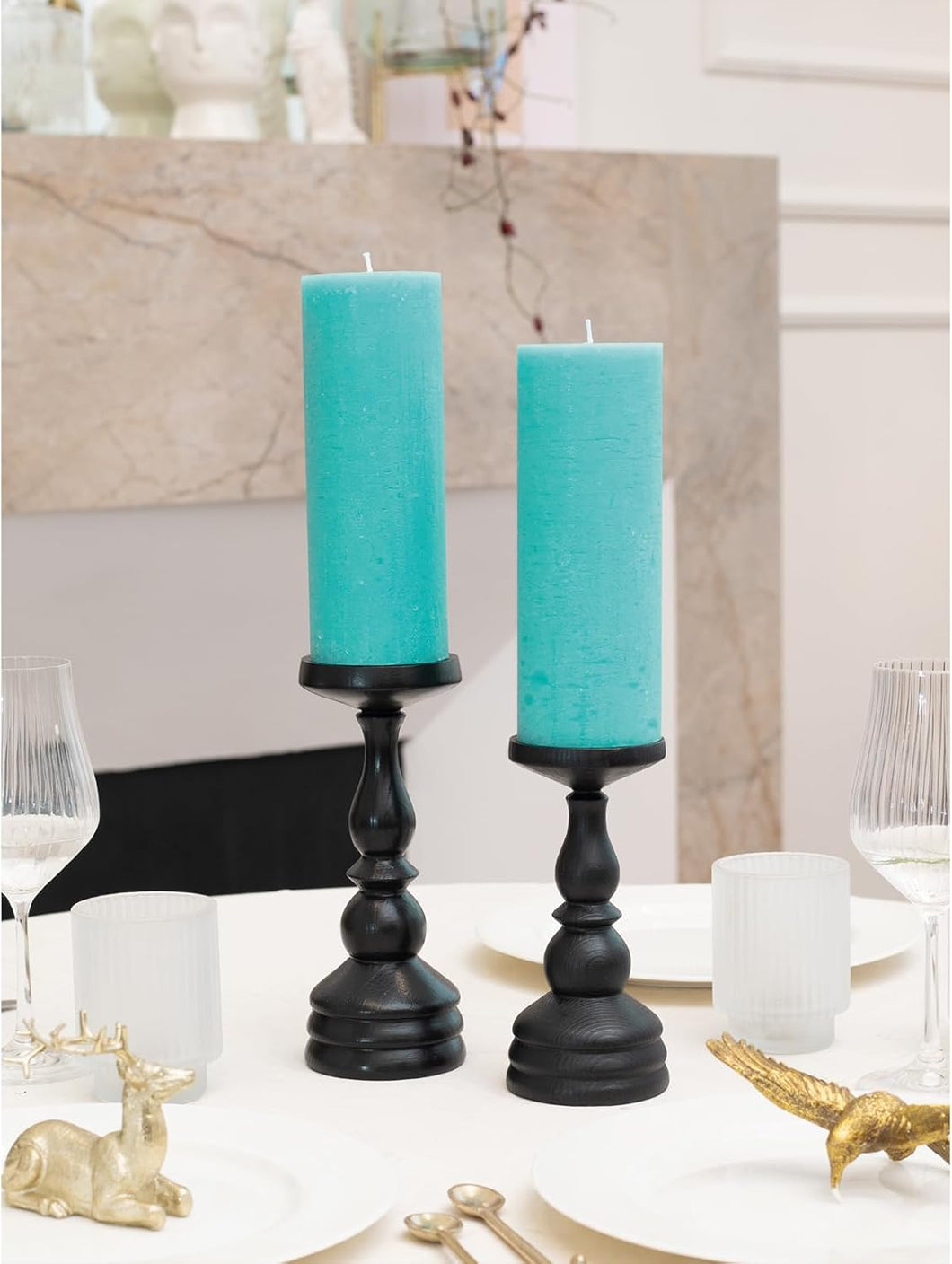 Pillar Set turquoise 2pcs 3x8 inch