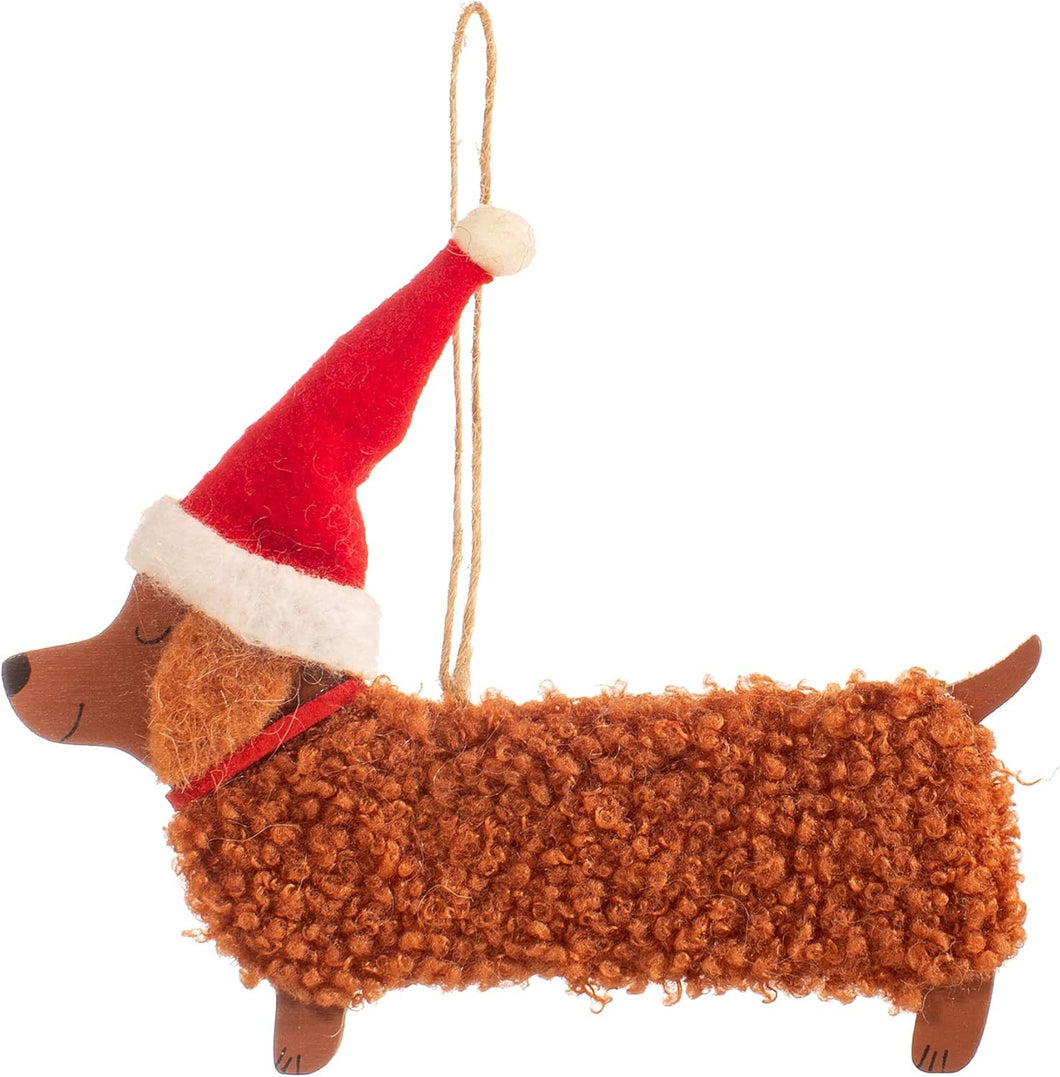 Festive Daschund Hanging Decoration