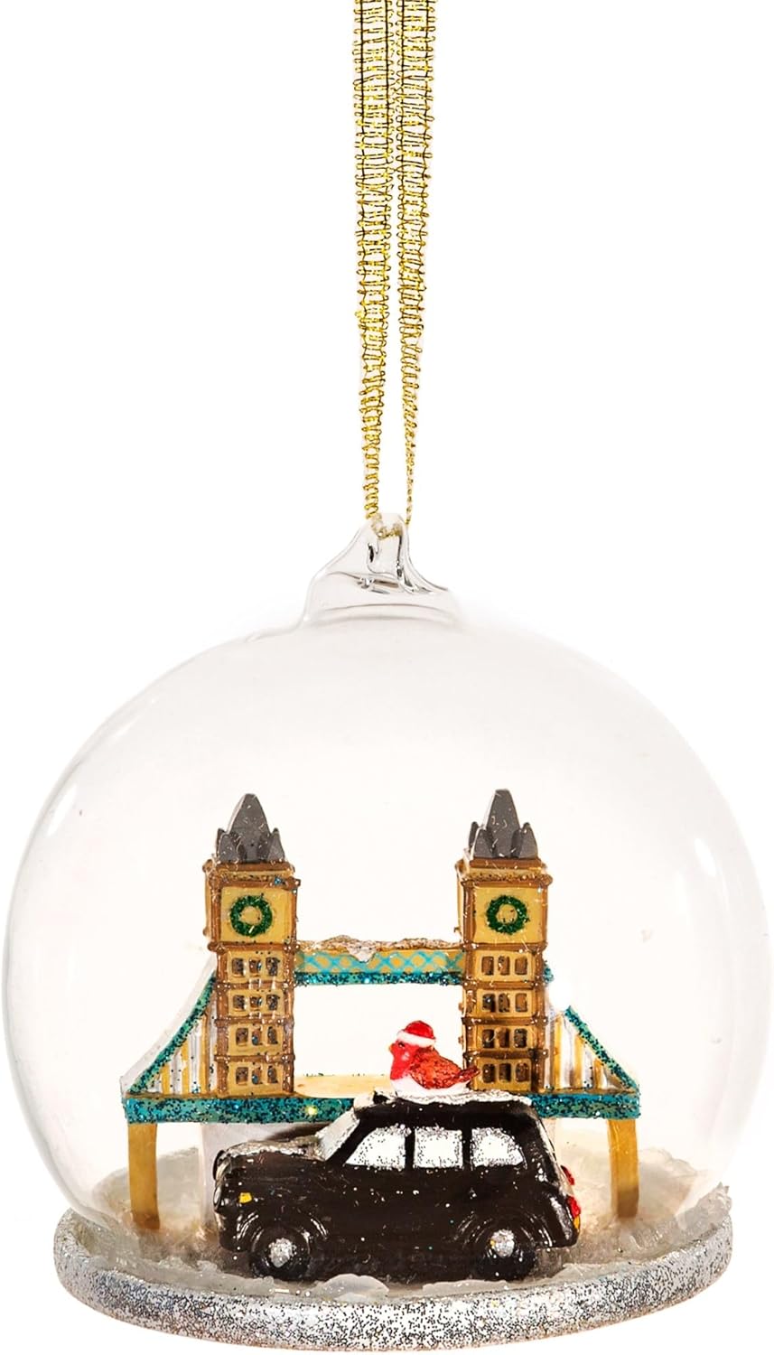 London Christmas Cab Ride Dome Bauble