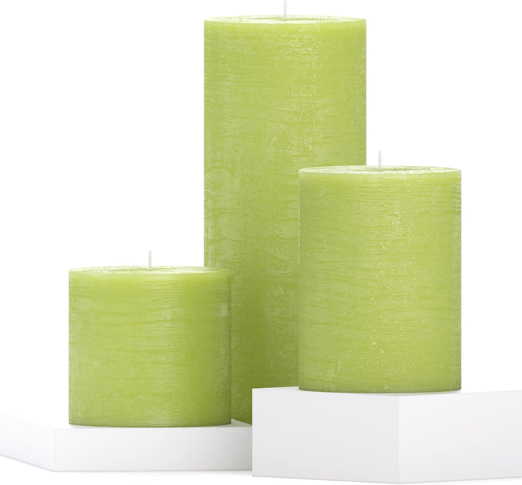 Candwax Pillar Mix Dimensions Set, Olive