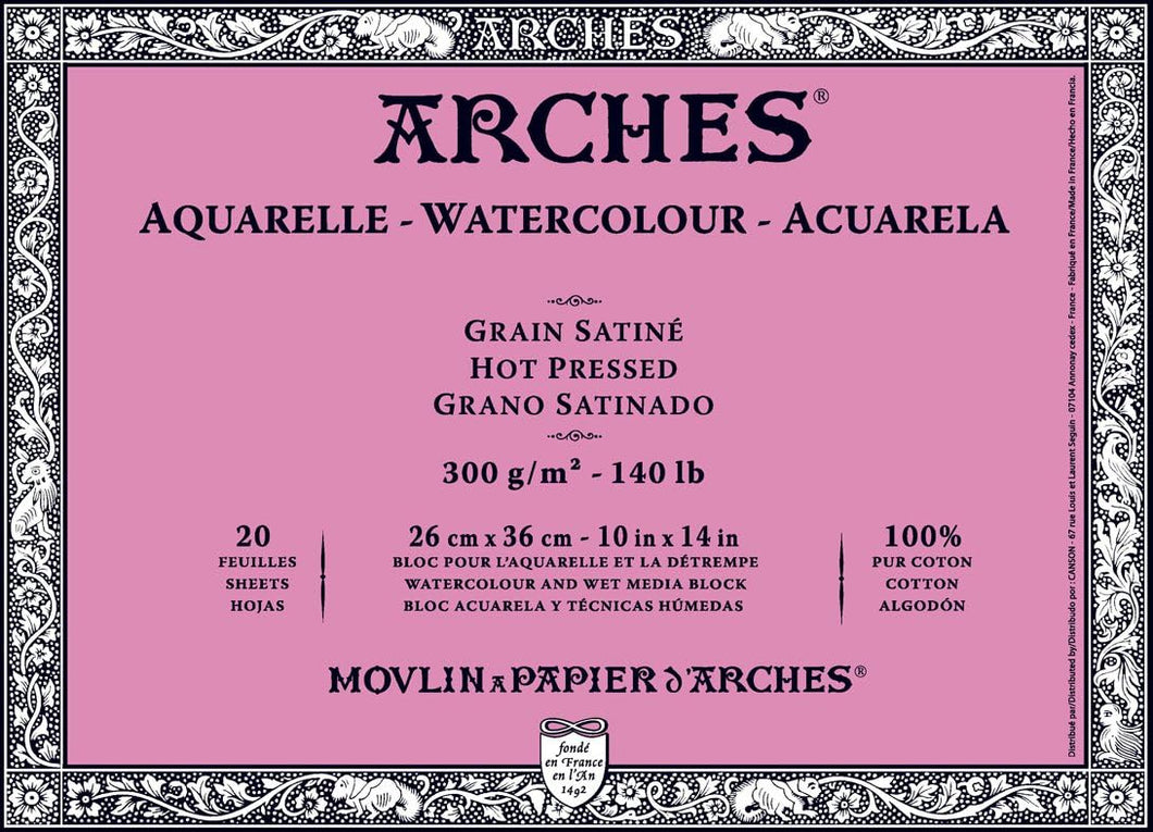 ARCHES AQUARELLE BLOCK 10X14 300G SATINE