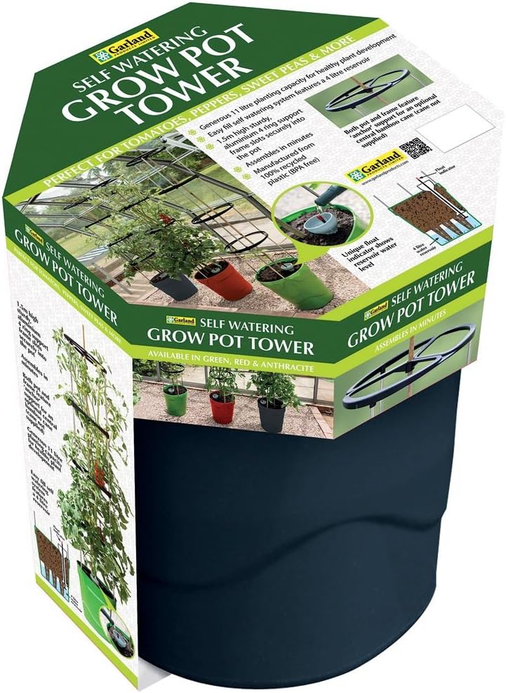 Self Watering Grow Pot Tower Anthracite