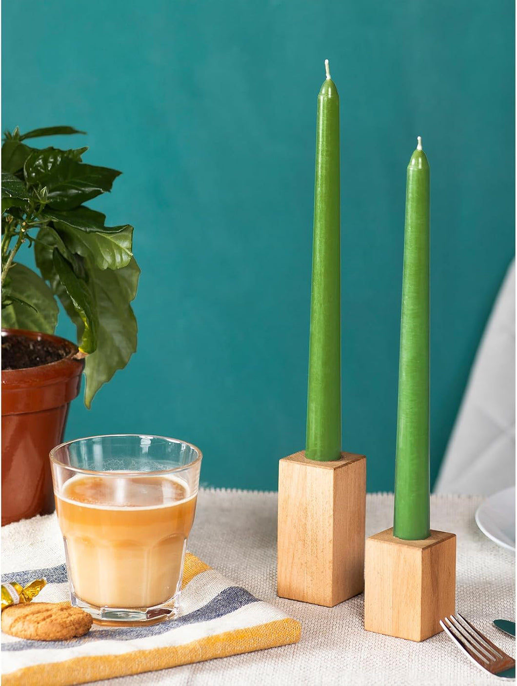 CANDWAX 10 inch Taper Candles 12 pack - Colored Candlesticks Great as Dinner Candle Set - Grass Green Candle