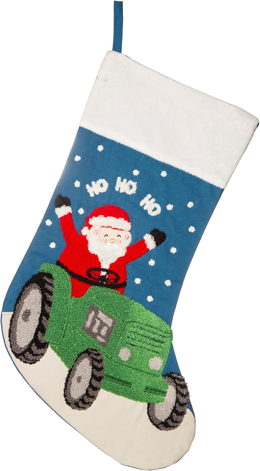 Santa in a Tractor Stocking