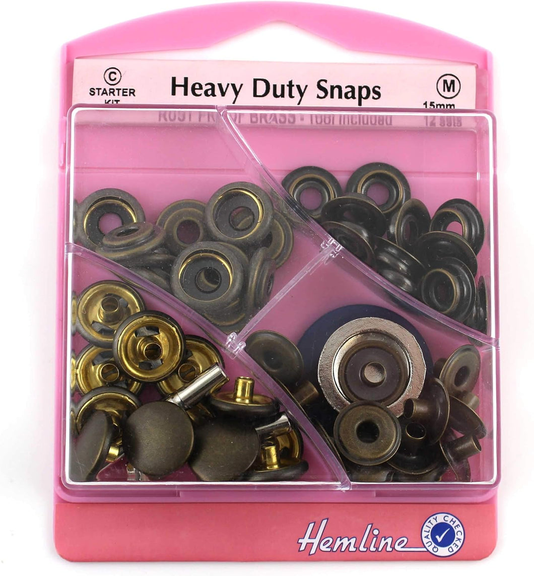 Snap Fasteners: Heavy Duty: Antique Brass: 15mm