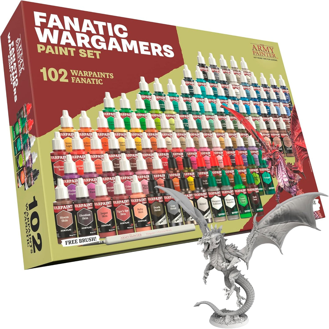 Wargames Fanatic Wargamers Paint Set (102 paints, brush & FREE Dragon model)