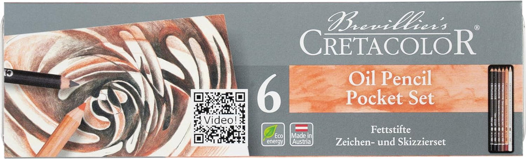 Cretacolor Pocket OIL PENCIL- Tin Box Set (6pcs)