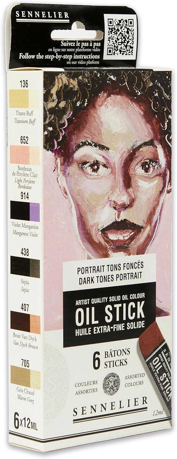 Sennelier OIL STICK MINI - Set of 6 x Dark Tones Portrait