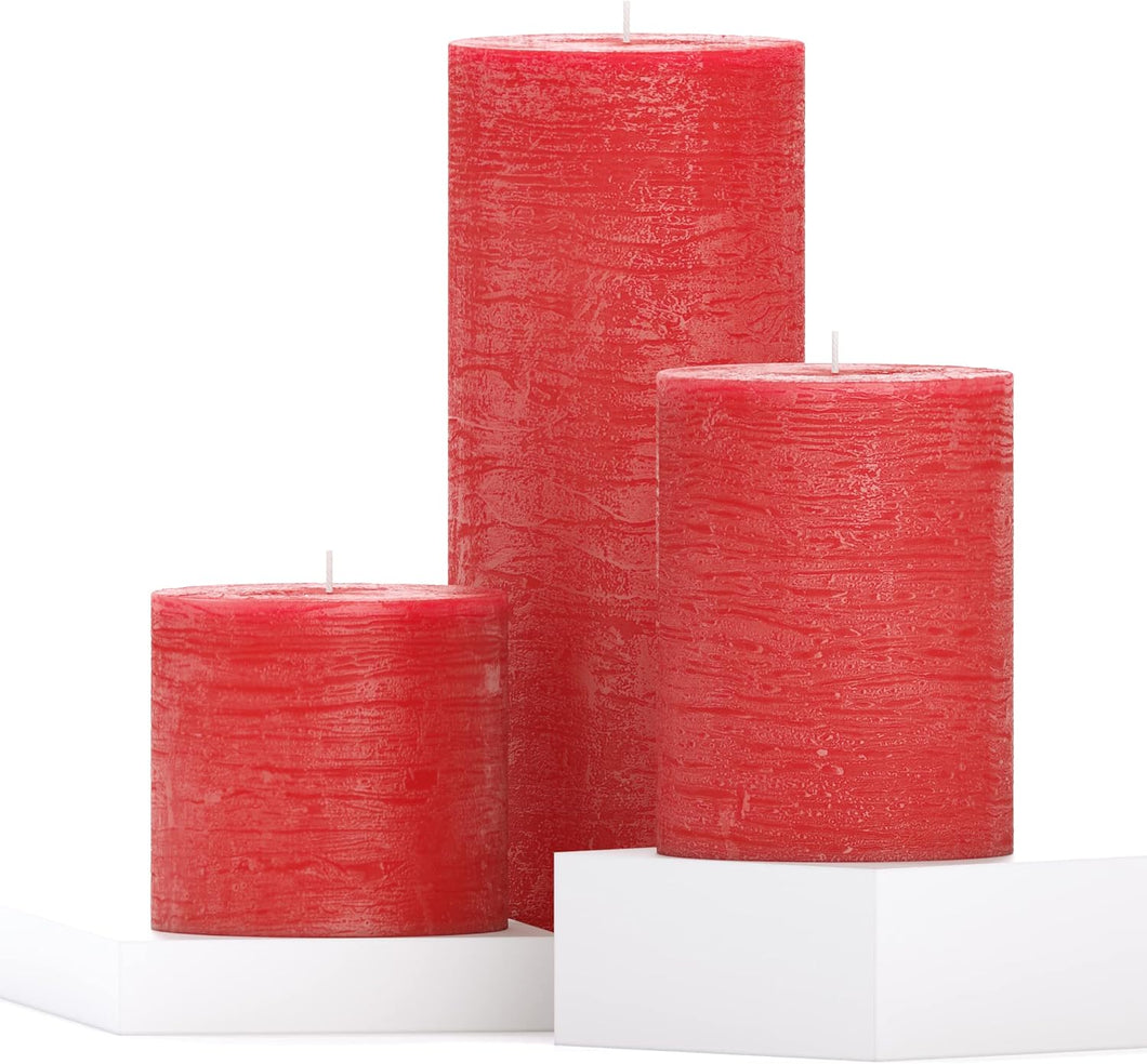 Candwax Pillar Mix Dimensions Set, Red