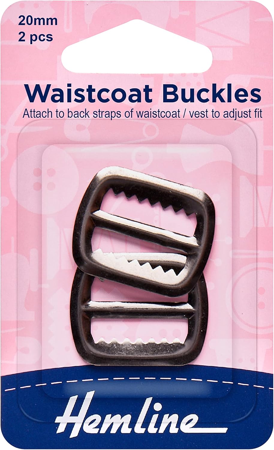 Waistcoat Buckles: 20mm: Gunmetal: 2 Pieces