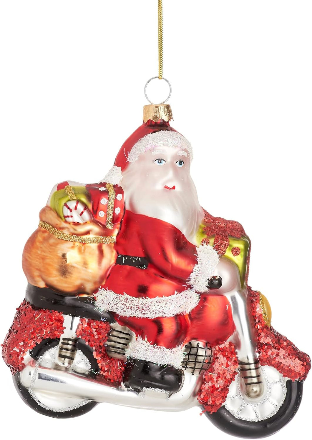Santa on a Motorbike Shaped Bauble