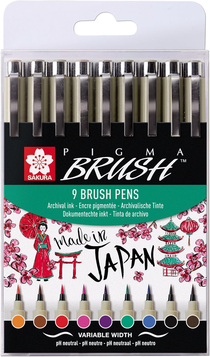 Sakura Pigma Brush set | 9 colours