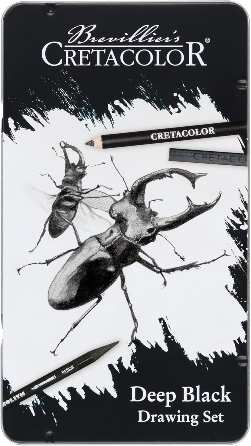 Cretacolor Deep Black Drawing Set - Tin box (10pcs)