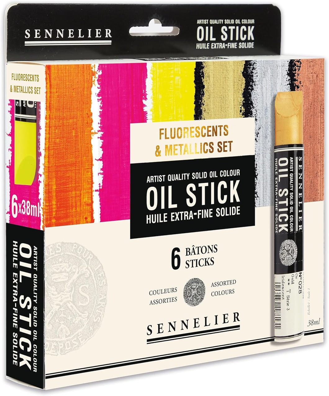 Sennelier OIL STICK - Set of 6 x 38ml Fluoro & Metallics