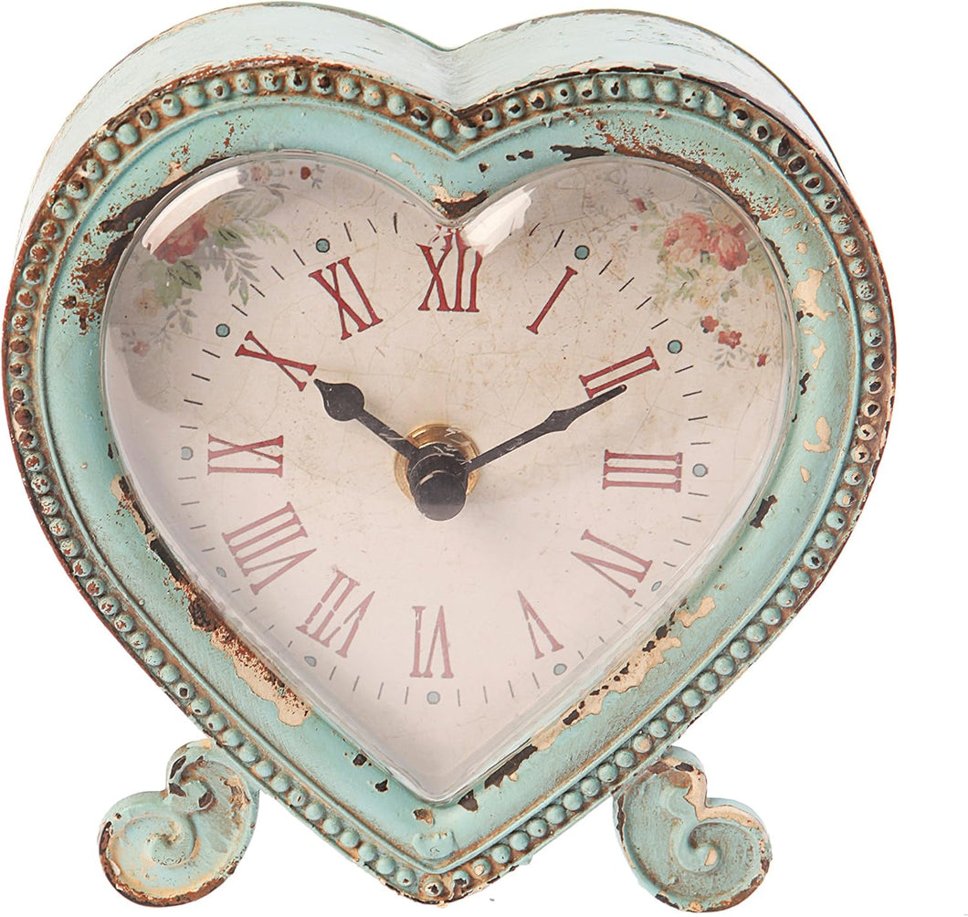Boudoir Heart Clock Duck Egg