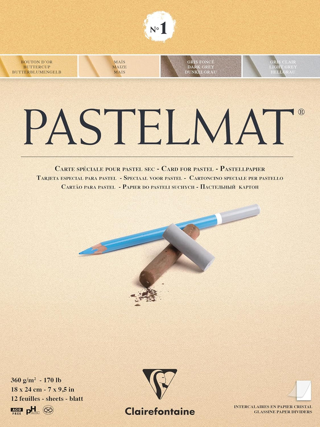 PASTELMAT PAD 18X24CM 12S 360GSM SHADES: