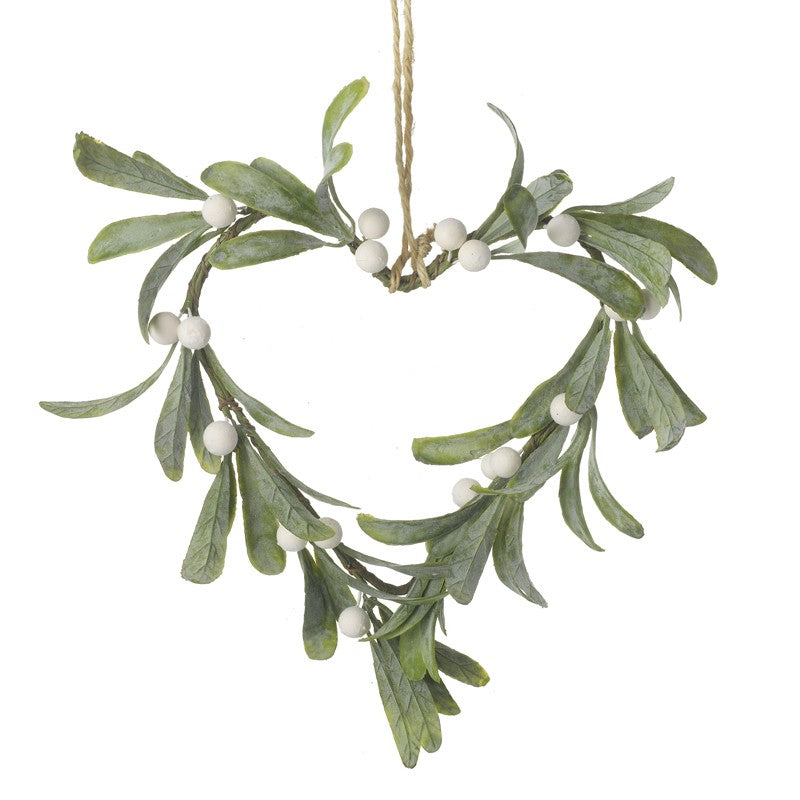 HANGING MISTLETOE HEART DECORATION