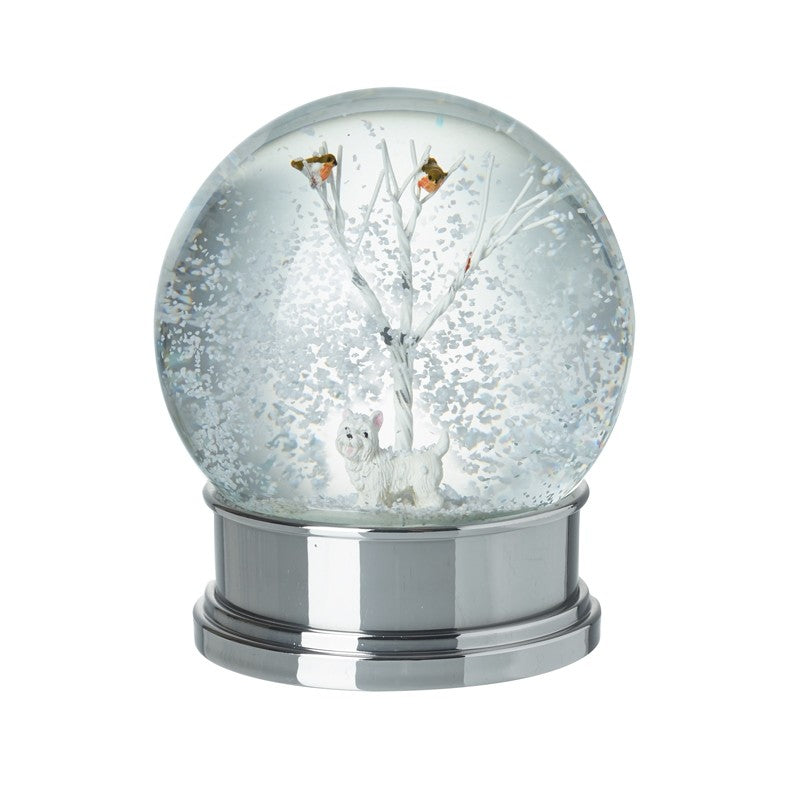 WINTER SNOW GLOBE WITH SMALL DOG