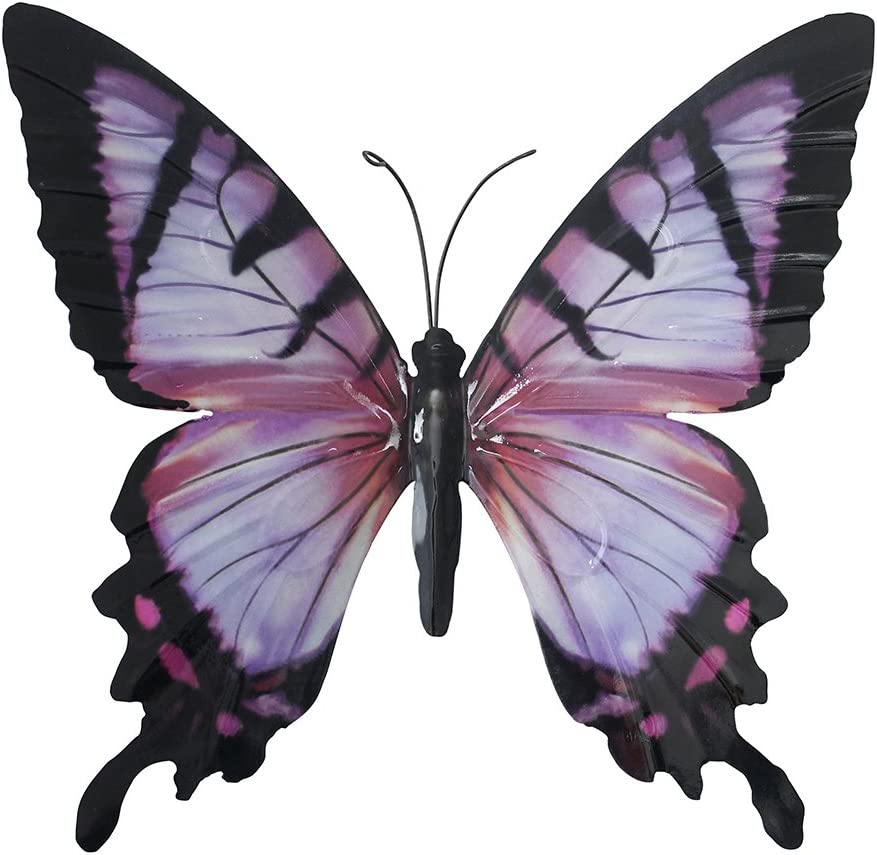 Large Metal Butterfly - Pink and Black