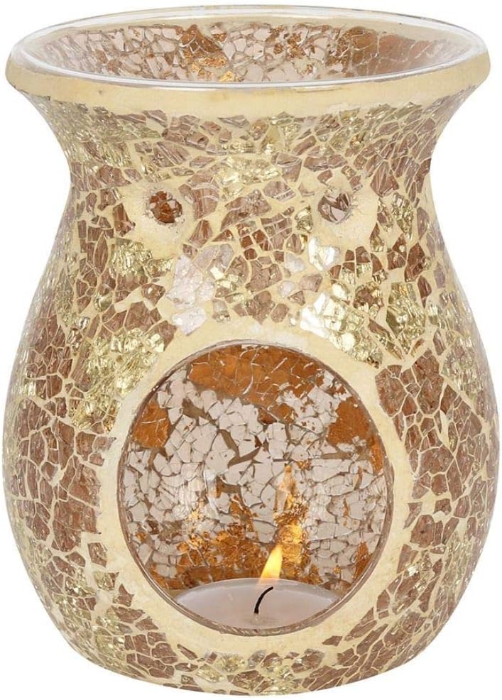 Large Gold Crackle Glass Oil Burner