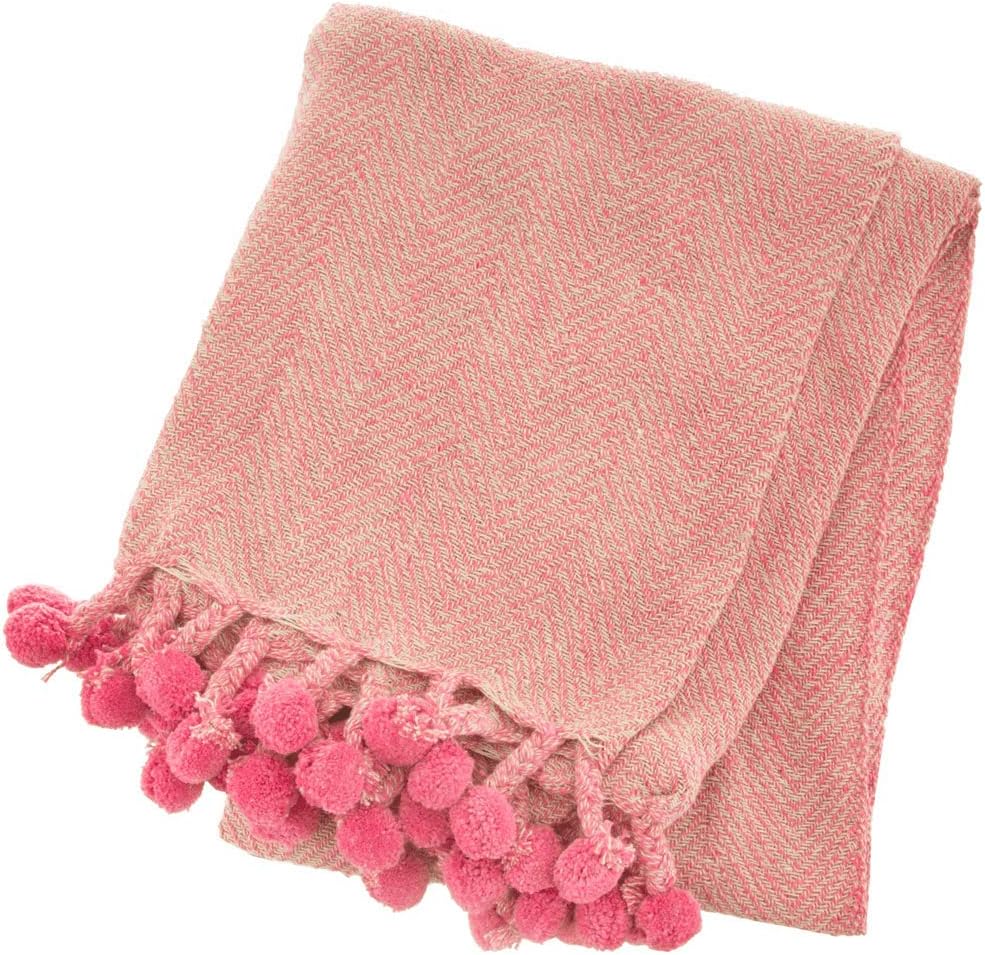 Nevada Pink Herringbone Blanket Throw