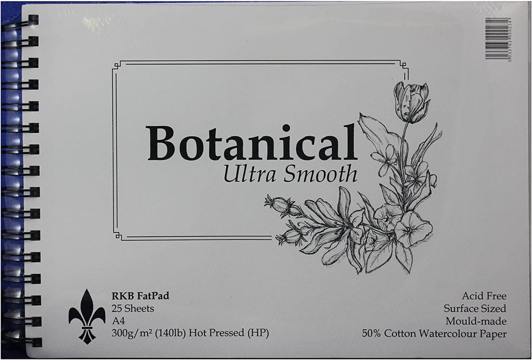 RKB Fat Pad Botanical Ultra Smooth Watercolour Paper A4 25 Sheet 300gsm