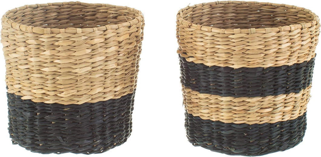 Mini Black Seagrass Planters - Set of 2